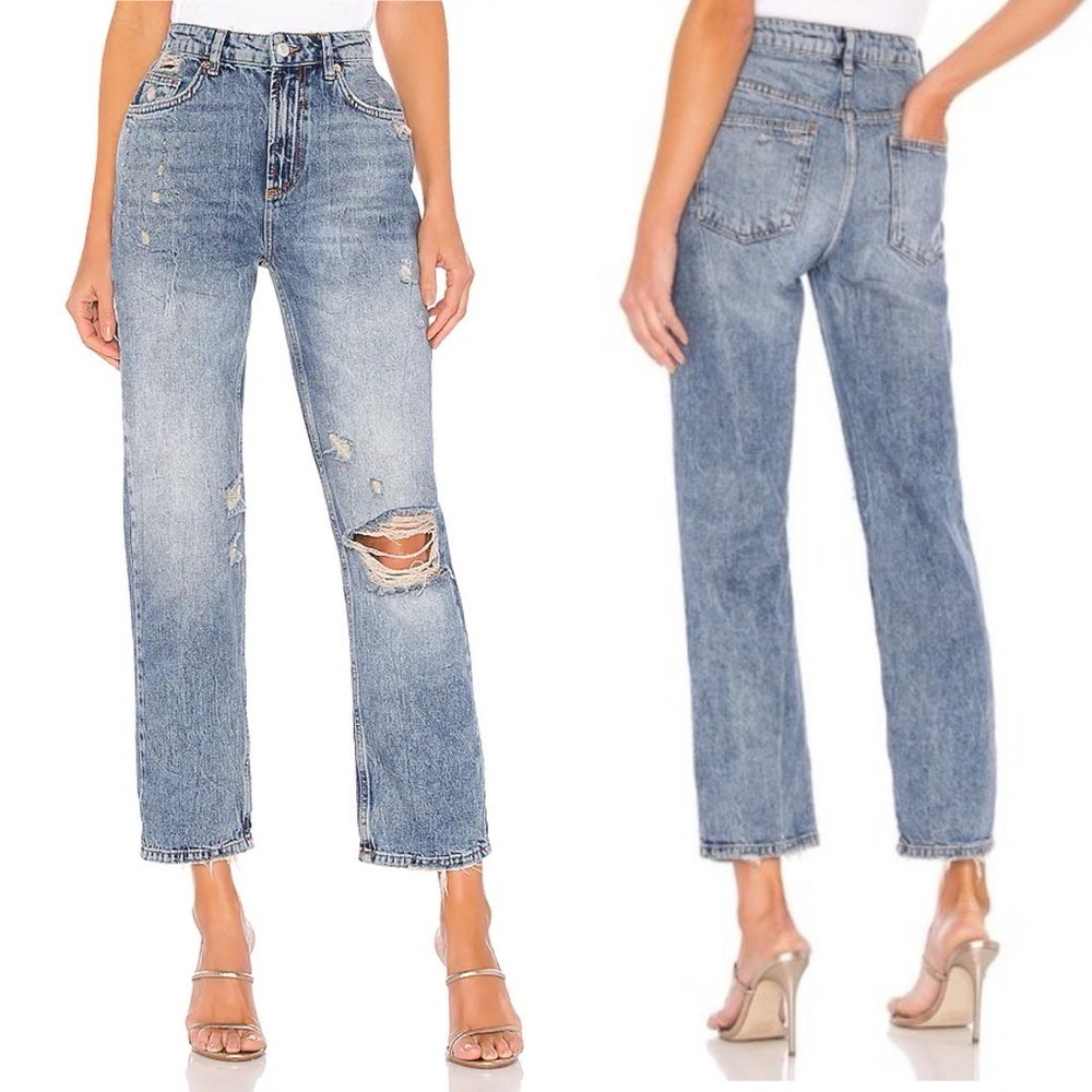 Free People Dakota Straight Leg Jean in Indigo Blue Sz 28